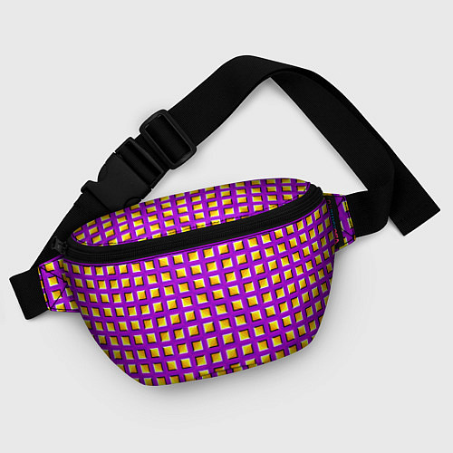 Поясная сумка Фиолетовый Фон с Желтыми Квадратами Иллюзия Движен / 3D-принт – фото 4