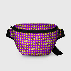Поясная сумка Фиолетовый Фон с Желтыми Квадратами Иллюзия Движен, цвет: 3D-принт