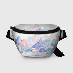 Поясная сумка Разноцветные пастельные оттенки гор в отражении во, цвет: 3D-принт