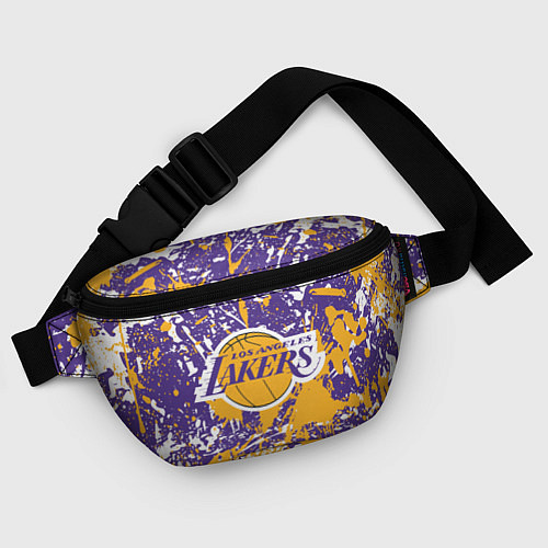 Поясная сумка LAKERS ФИРМЕННЫЕ ЦВЕТА БРЫЗГИ КРАСОК LA / 3D-принт – фото 4