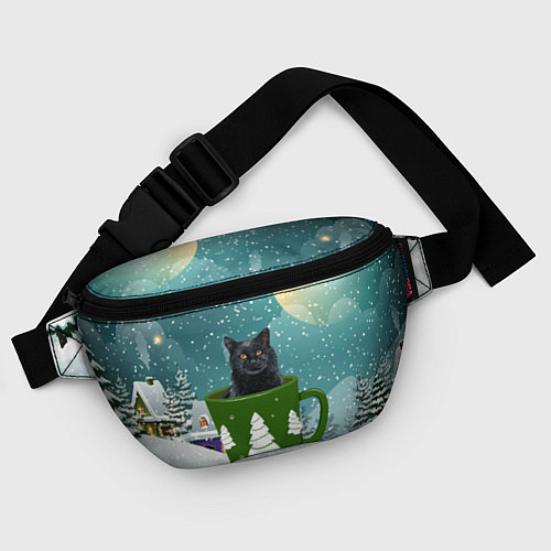 Поясная сумка Черный кот в кружке / 3D-принт – фото 4