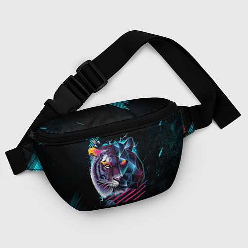 Поясная сумка Разноцветный тигр / 3D-принт – фото 4