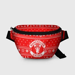Поясная сумка FC Manchester United: Новогодний узор, цвет: 3D-принт