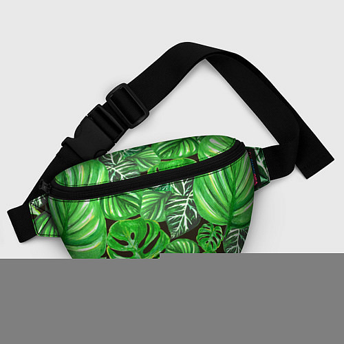 Поясная сумка Тропические листья на темном фоне / 3D-принт – фото 4
