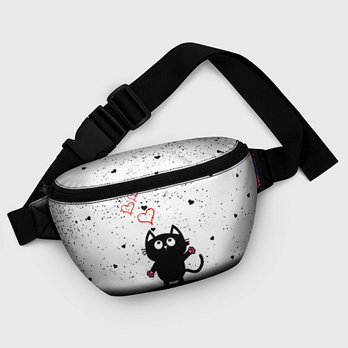 Поясная сумка Котик в тумане Сердечки / 3D-принт – фото 4