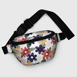 Поясная сумка Разноцветные цветы в мультяшном стиле, цвет: 3D-принт — фото 2