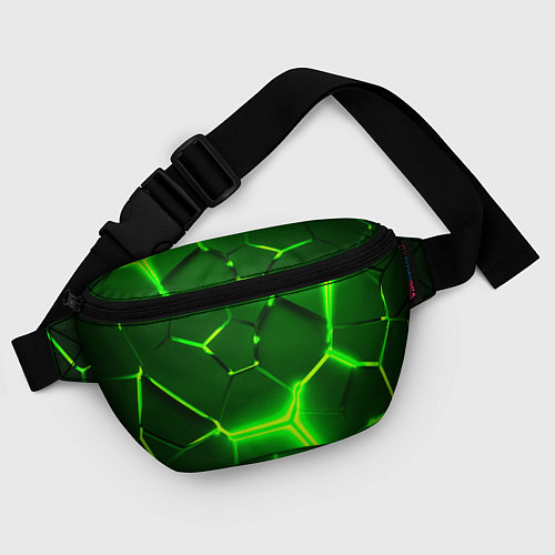 Поясная сумка 3D ПЛИТЫ НЕОН NEON GREEN HEXAGON РАЗЛОМ / 3D-принт – фото 4