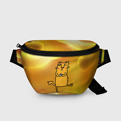 Поясная сумка Строгий кот занимается йогой, цвет: 3D-принт