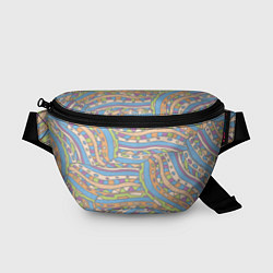 Поясная сумка Разноцветный геометрический узор в стиле дудл