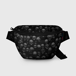 Поясная сумка Черепа на черном фоне паттерн, цвет: 3D-принт
