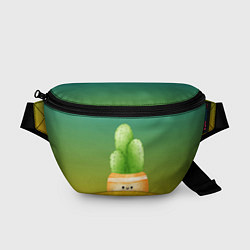 Поясная сумка Кактус в горшке с рожицей, цвет: 3D-принт