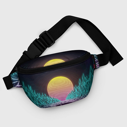 Поясная сумка Vaporwave Закат солнца в горах Neon / 3D-принт – фото 4