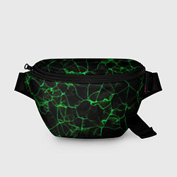 Поясная сумка Абстракция - Черно-зеленый фон - дым, цвет: 3D-принт