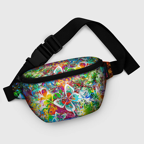 Поясная сумка Яркое безумие Бабочки, кляксы, граффити / 3D-принт – фото 4