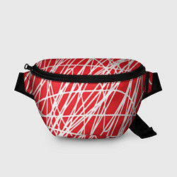 Поясная сумка Белые линии на красном фоне Абстракция, цвет: 3D-принт