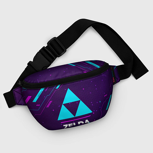 Поясная сумка Символ Zelda в неоновых цветах на темном фоне / 3D-принт – фото 4