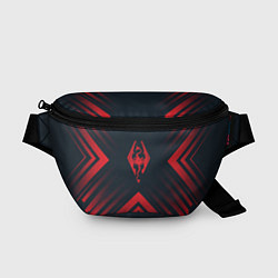 Поясная сумка Красный Символ Skyrim на темном фоне со стрелками