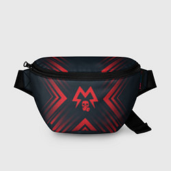 Поясная сумка Красный Символ Metro Exodus на темном фоне со стре