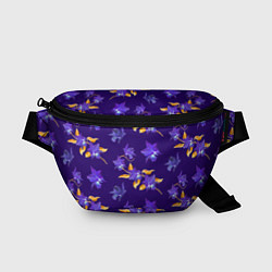 Поясная сумка Цветы Фиолетовые Ирисы На Синем Фоне, цвет: 3D-принт