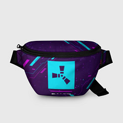 Поясная сумка Символ Rust в неоновых цветах на темном фоне, цвет: 3D-принт