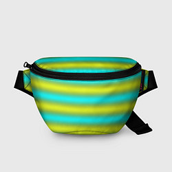 Поясная сумка Бирюзово-желтые неоновые полосы, цвет: 3D-принт