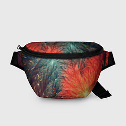 Поясная сумка Зеленые и оранжевые завихрения, цвет: 3D-принт