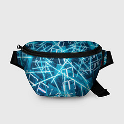 Поясная сумка Неоновые лучи и неоновые надписи - Голубой, цвет: 3D-принт