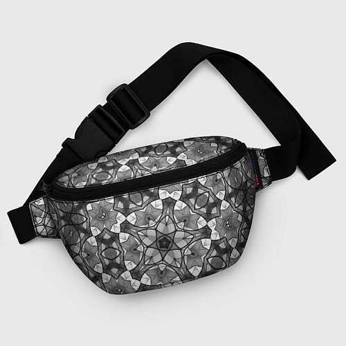 Поясная сумка Черно-белый геометрический мозаичный узор / 3D-принт – фото 4