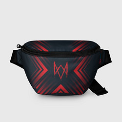 Поясная сумка Красный Символ Watch Dogs на темном фоне со стрелк