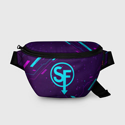 Поясная сумка Символ Sally Face в неоновых цветах на темном фоне, цвет: 3D-принт
