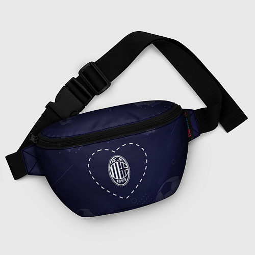 Поясная сумка Лого AC Milan в сердечке на фоне мячей / 3D-принт – фото 4