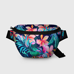 Поясная сумка Яркие тропические цветы Лето, цвет: 3D-принт