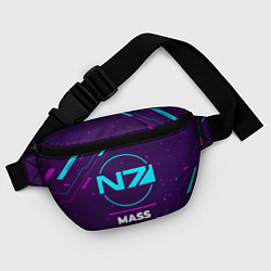 Поясная сумка Символ Mass Effect в неоновых цветах на темном фон, цвет: 3D-принт — фото 2
