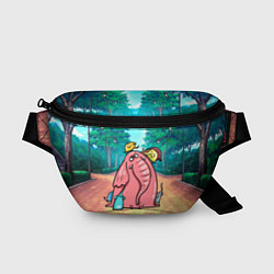 Поясная сумка Розовая слониха со слонятами, цвет: 3D-принт