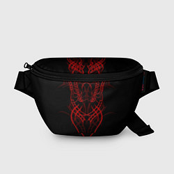 Поясная сумка Красный узор с глазами на спине, цвет: 3D-принт