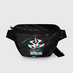 Поясная сумка Hitman в стиле Glitch и Баги Графики на темном фон, цвет: 3D-принт