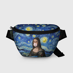 Поясная сумка Мона Лиза Приколы - Звездная ночь, цвет: 3D-принт