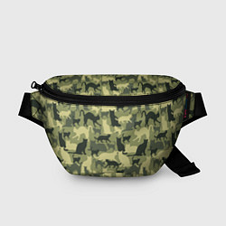 Поясная сумка Кошачий камуфляж в зеленой гамме, цвет: 3D-принт