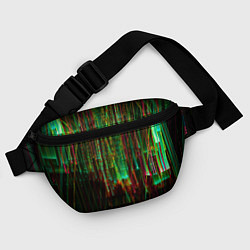 Поясная сумка Абстрактное множество зелёных неоновых лучей, цвет: 3D-принт — фото 2
