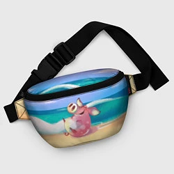Поясная сумка Свинка на пляже хохочет, цвет: 3D-принт — фото 2