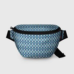Поясная сумка Сине-белый геометрический икат узор, цвет: 3D-принт