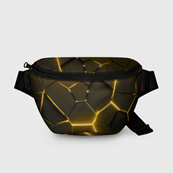 Поясная сумка Золотые неоновые геометрические плиты, цвет: 3D-принт
