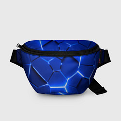 Поясная сумка Синие неоновые геометрические плиты, цвет: 3D-принт
