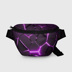 Поясная сумка Фиолетовые неоновые геометрические плиты, цвет: 3D-принт