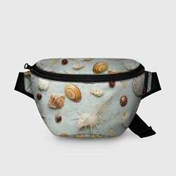 Поясная сумка Океанские ракушки и морские звёзды на песке