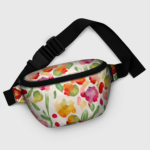 Поясная сумка Романтичные акварельные цветы / 3D-принт – фото 4