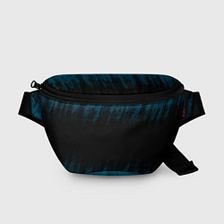 Поясная сумка Синие штрихи на черном