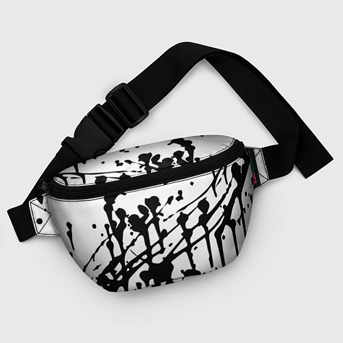 Поясная сумка Чёрные кляксы на белом фоне - минимализм / 3D-принт – фото 4