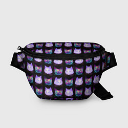 Поясная сумка Неоновые кошачьи морды, цвет: 3D-принт