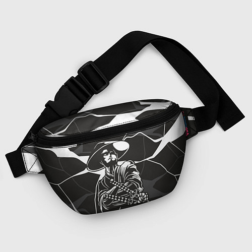 Поясная сумка Самурай на черно-белом фоне / 3D-принт – фото 4